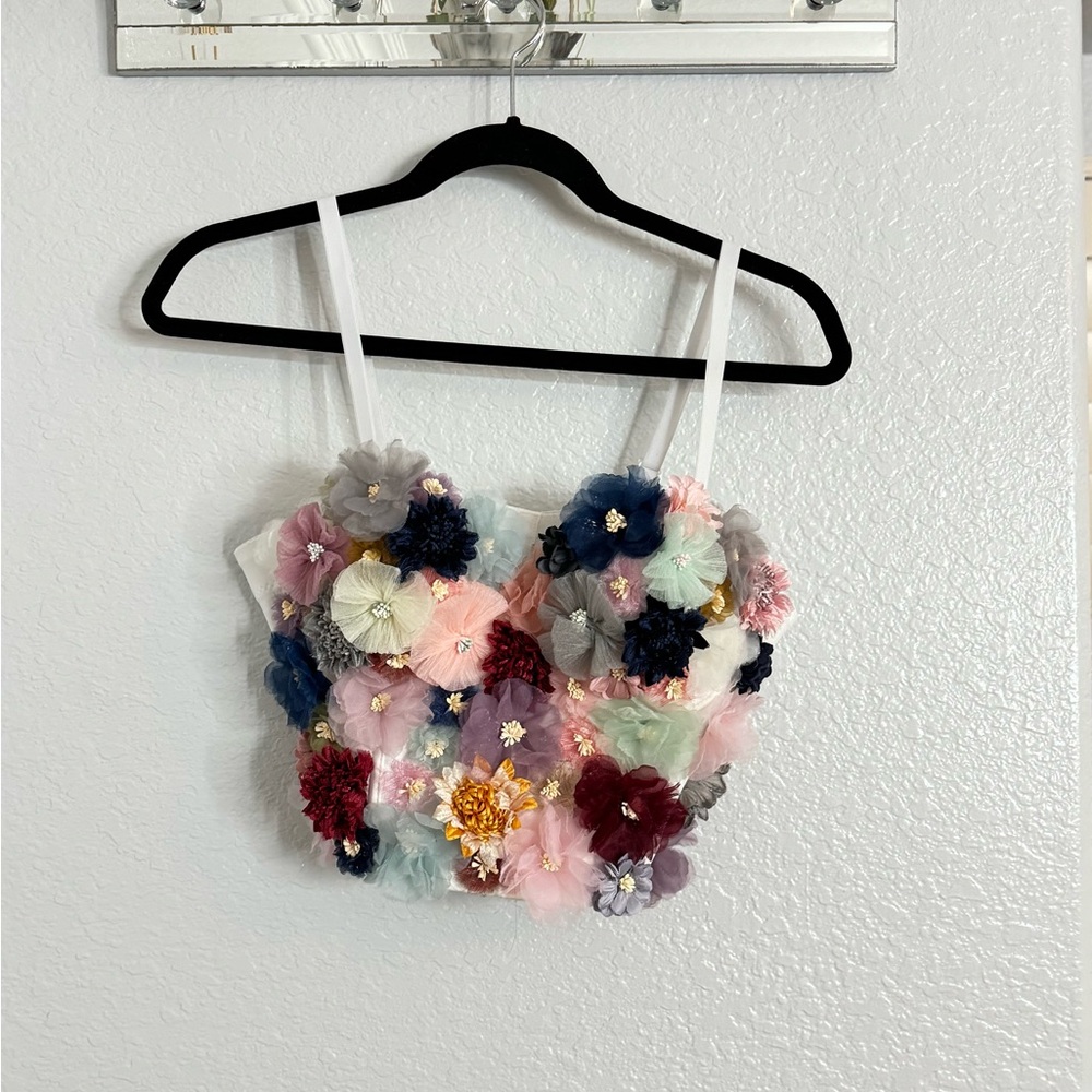 Soho Floral Embellished Crop Top - Multicolor